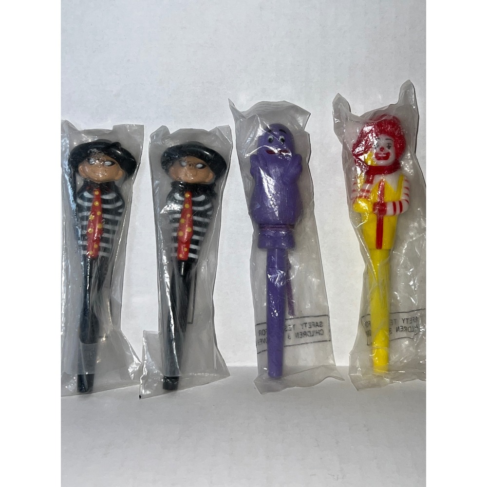 Vintage McDonalds Character Pens Set of 4 Ronald Grimace Hamburglar New Sealed